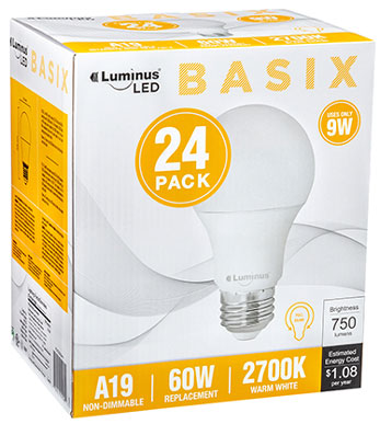 A19 LED BULB SOFT WHITE 9W 24 PK