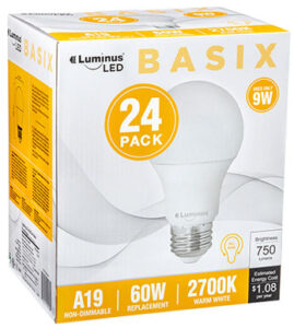 A19 LED BULB SOFT WHITE 9W 24 PK