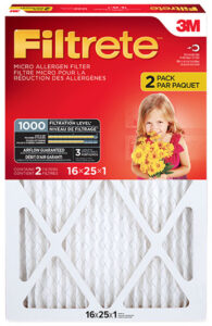 FURNACE FILTER MPR 1000 16X25IN 2PK