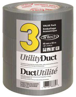 DUCT TAPE UTILITY 48-MM X 50-M 3 PK