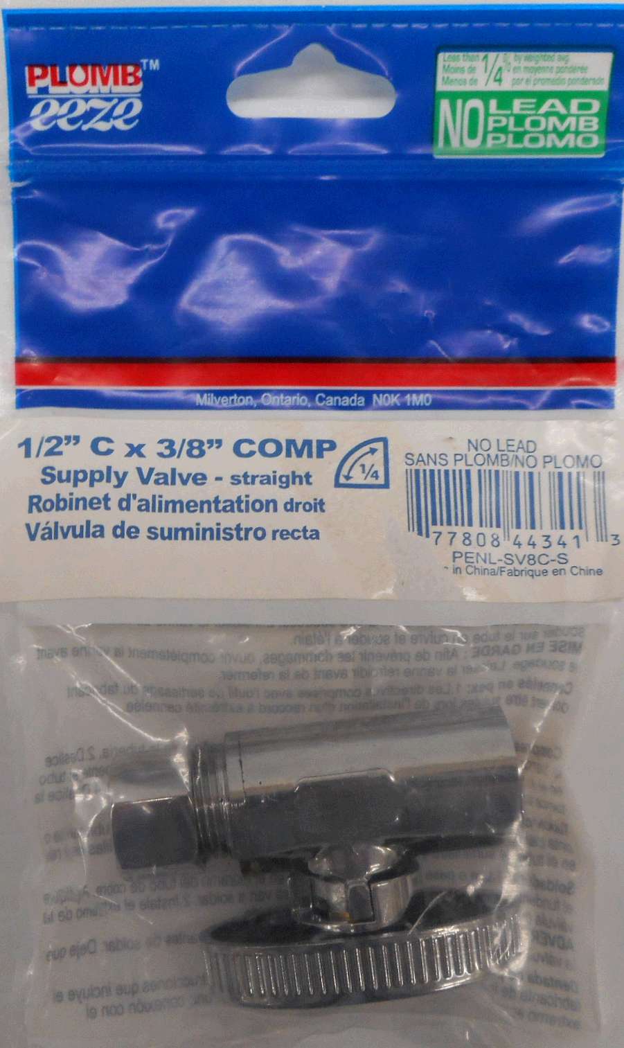 SUPPLY VALVE STRAIGHT 1/2 X 3/8-IN