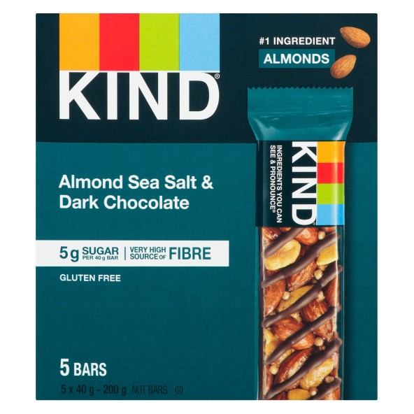 KIND ALMD SEASLT DRK CHOC 5PK GF