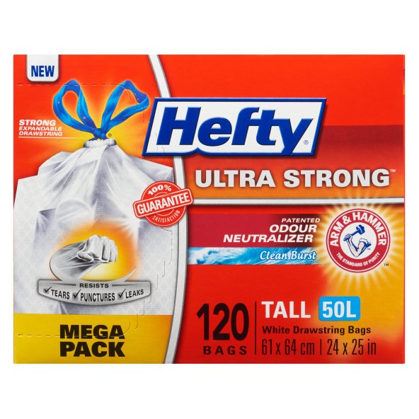 HEFTY ULTRA STG WHT TALL 50LIT