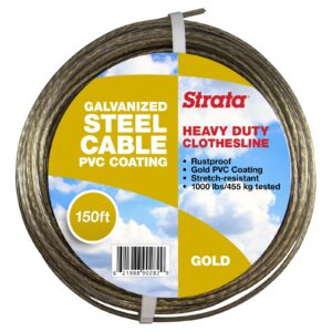 Strata heavy duty gold clothesline 150 ft — galvanized steel cable PVC coated