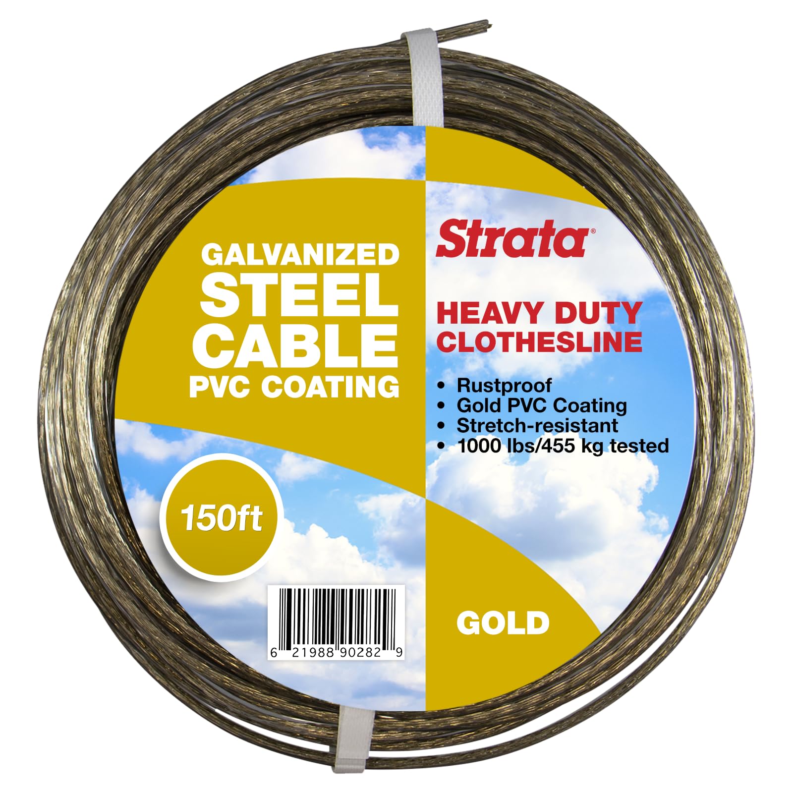 Strata heavy duty gold clothesline 150 ft — galvanized steel cable PVC coated