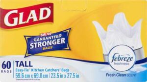 GLAD KIT CATCH WHT TALL 45L 24X28