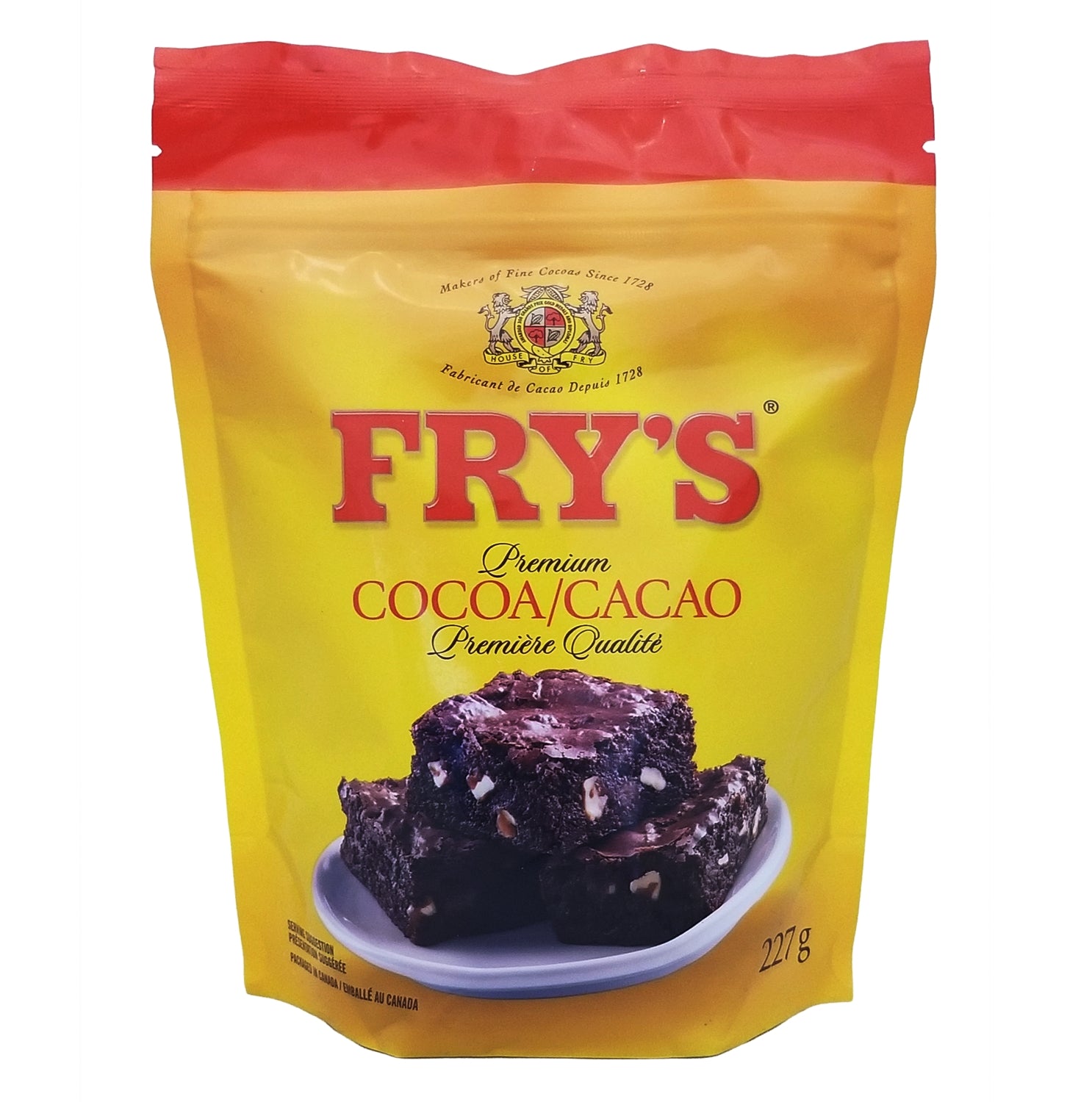 Fry's Premium Cocoa Powder 227g bag — new packaging